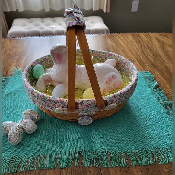 Green Woven Jute (Burlap) Placemats With Fringe Set of 2 - Picture 5 of 5